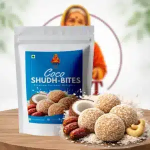 JustShudh Coco Shudh Bites healthy coconut laddu made with natural ingredients and no refined sugar